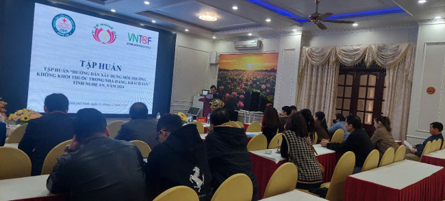 Tập huấn hướng dẫn xây dựng môi trường không khói thuốc trong nhà hàng khách sạn tỉnh Nghệ An năm 2024