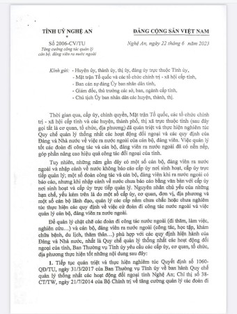 Tăng cường công tác quản lý cán bộ, đảng viên ra nước ngoài