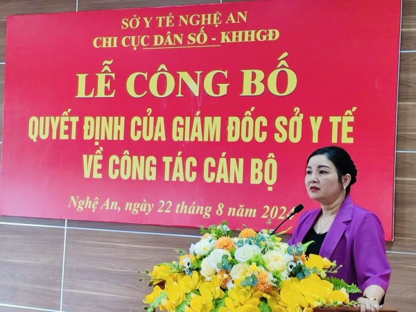 Sở Y tế Nghệ An Công bố Quyết định về công tác cán bộ.