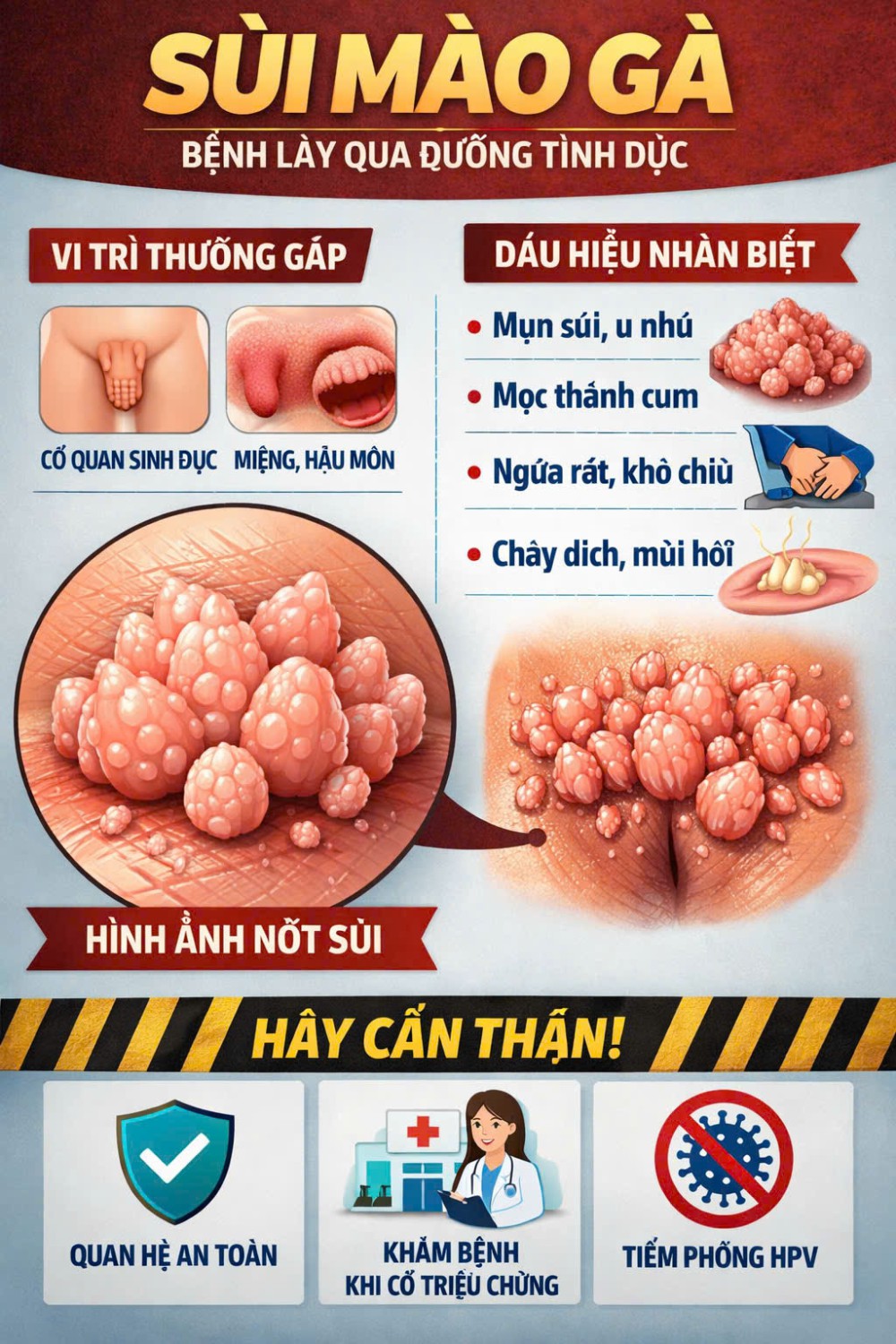 SÙI MÀO GÀ – BỆNH LÂY TRUYỀN QUA ĐƯỜNG TÌNH DỤC KHÔNG NÊN CHỦ QUAN